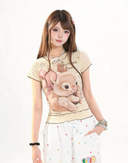 Bunny Mini Dots Mesh Top (Yellow, Mint, White)