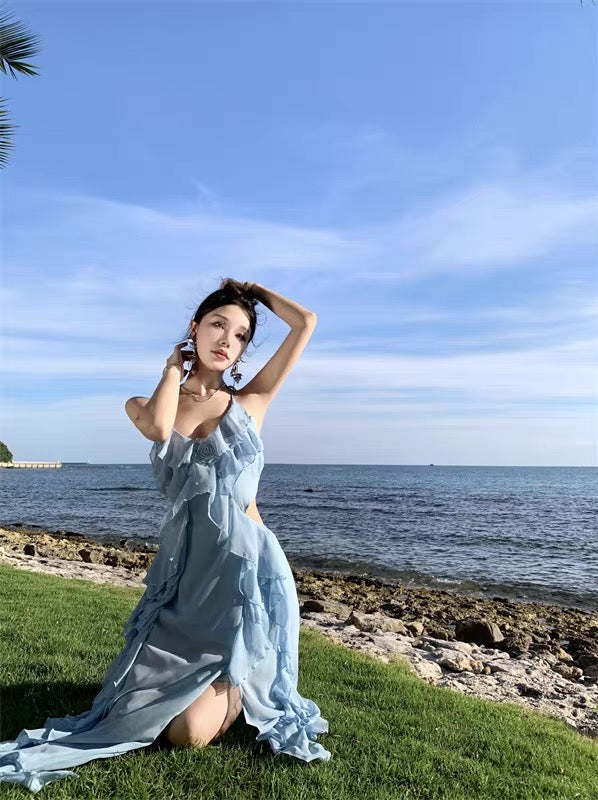Bareback Sky Blue Long Dress