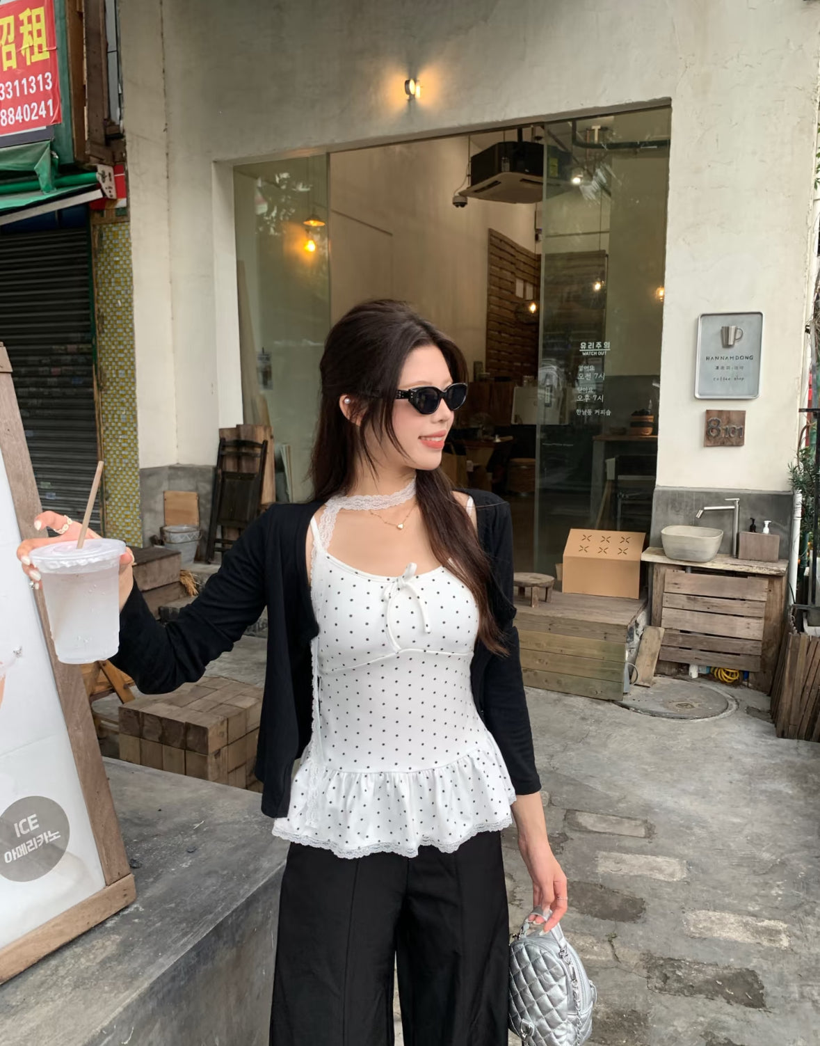 Polka Dot Top With Collar Strap