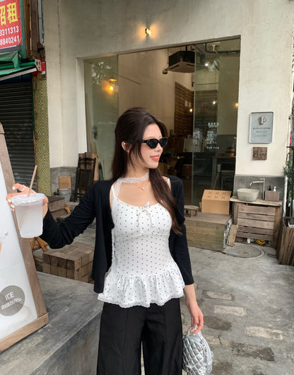 Polka Dot Top With Collar Strap