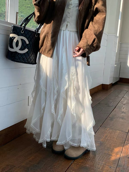 Beige Flare Long Skirt SK41