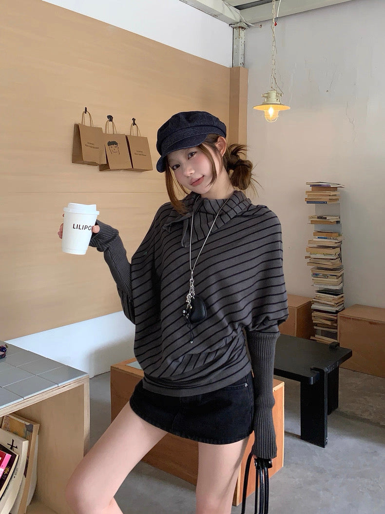 Stripe Grey Long Sleeve Top