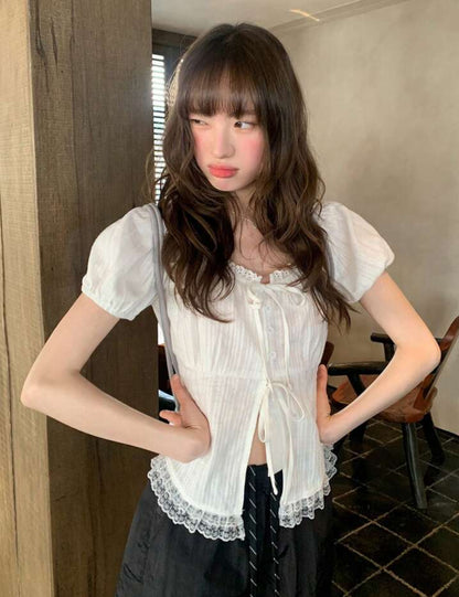 Puff Sleeve White Top