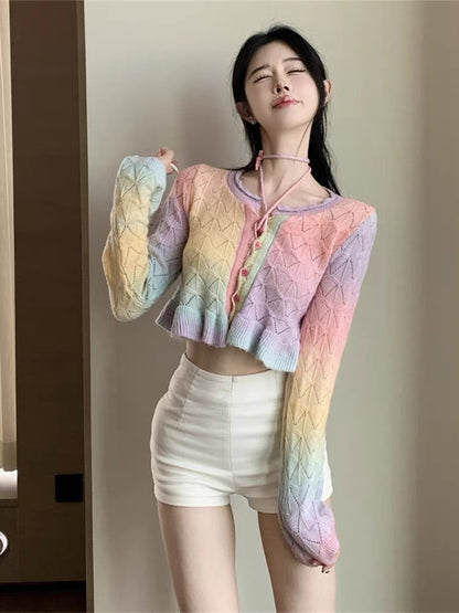 Rainbow Long Sleeve Knitted Top