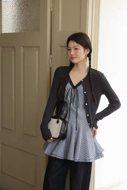 Navy Stripe Strap Mini Dress