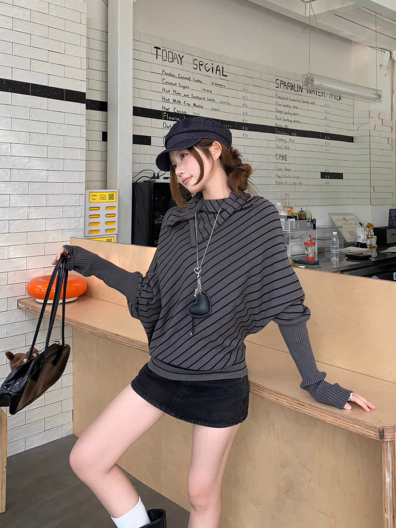 Stripe Grey Long Sleeve Top