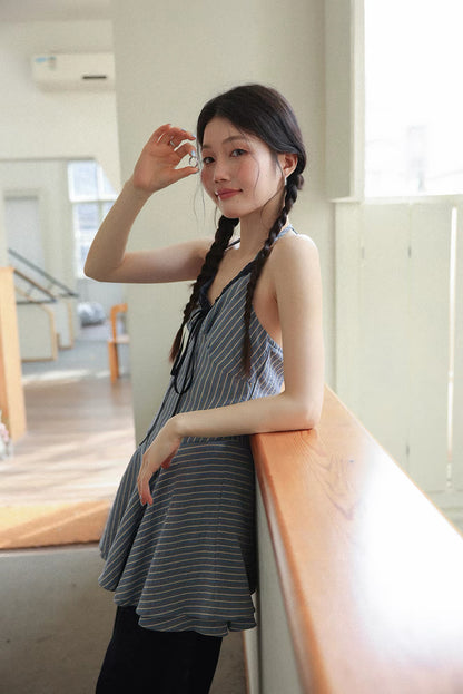 Navy Stripe Strap Mini Dress