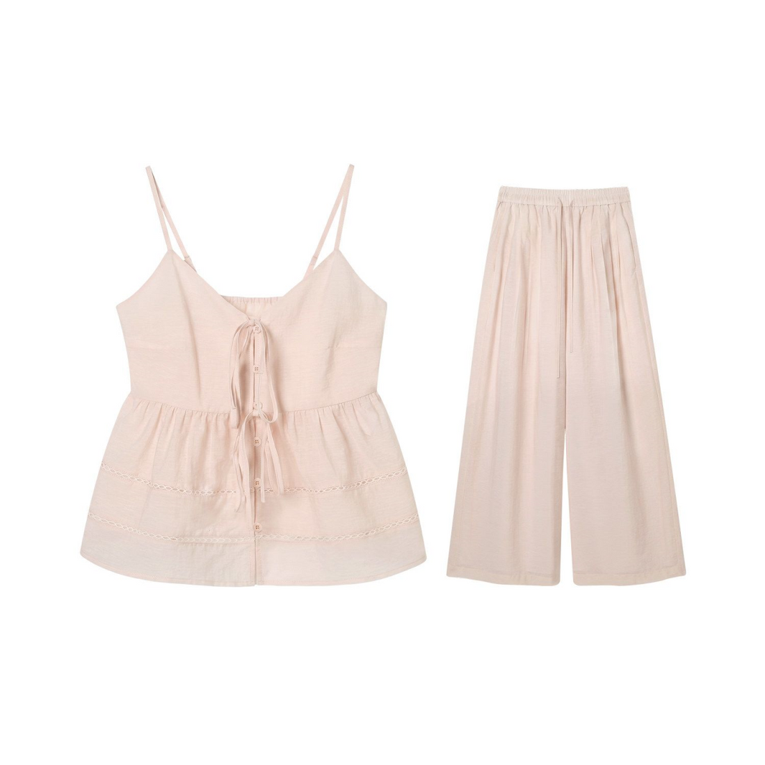 Pink Top + Long Pants Two Piece Set