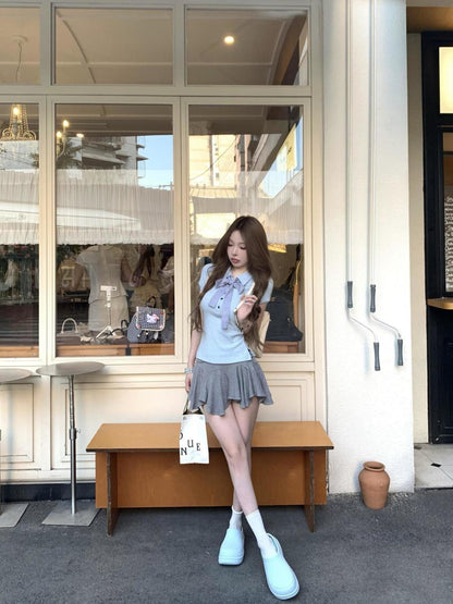 Uni Short Sleeve Top With Ribbon