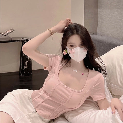 U Collar Crop Top