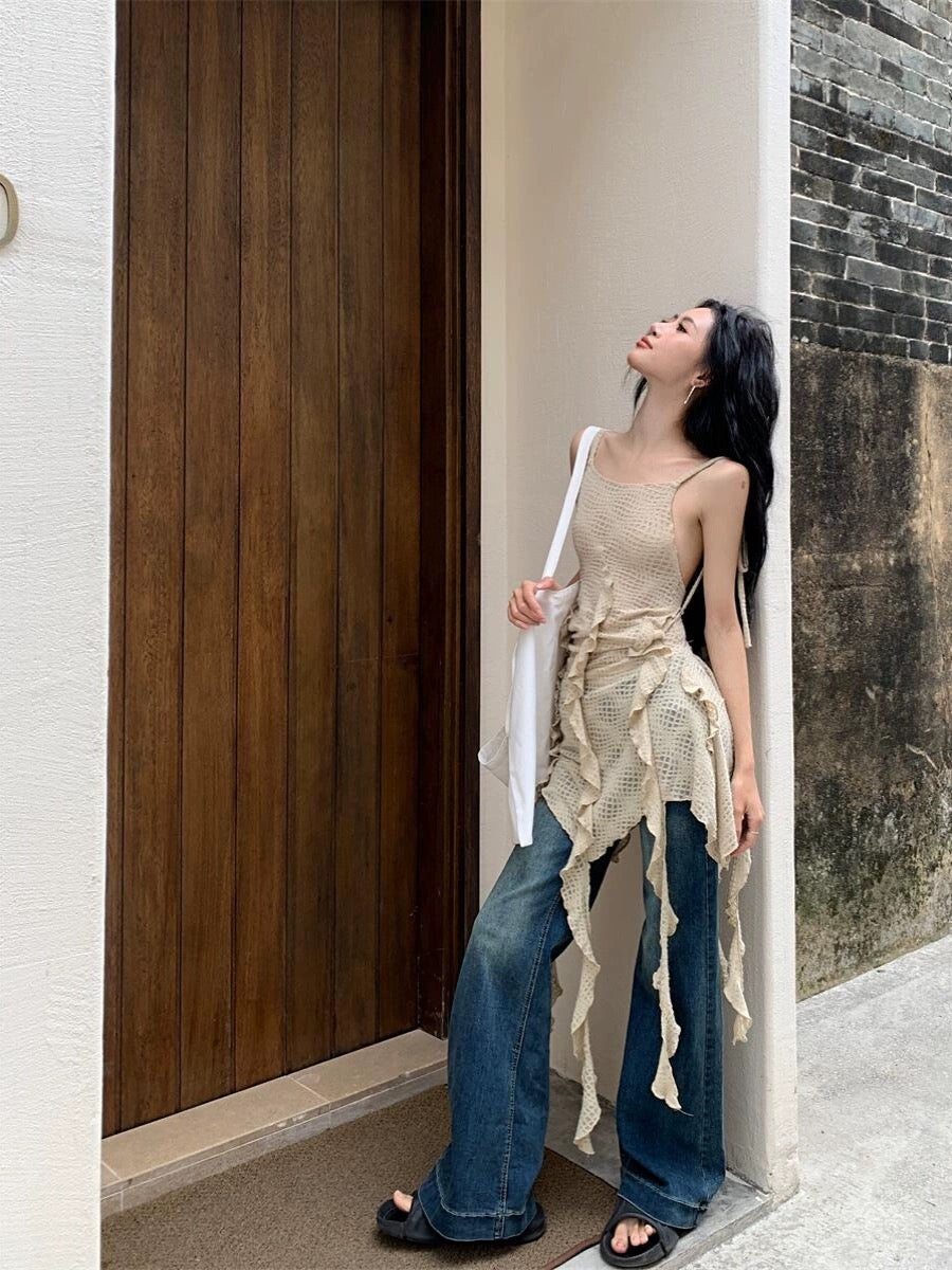 Beige Jelly Fish Bareback Long Top/Dress (S)