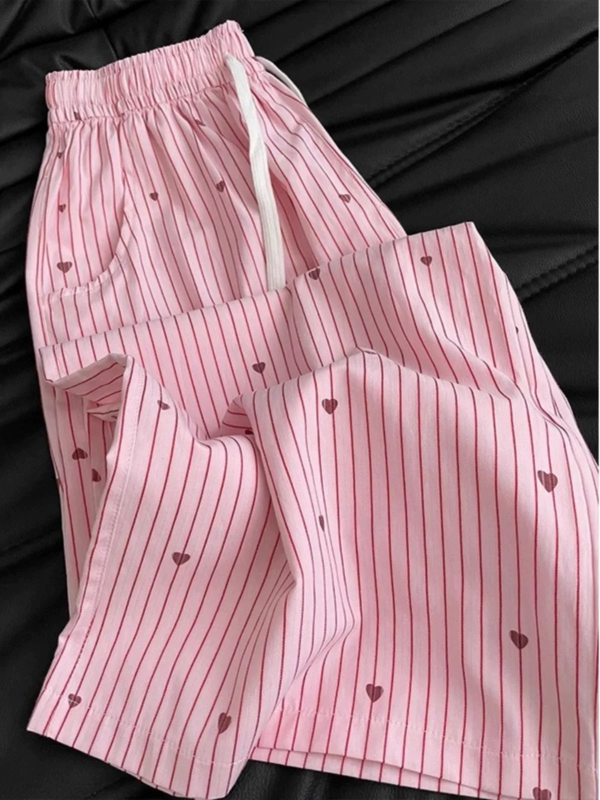 Pink Heart Prints Long Pants