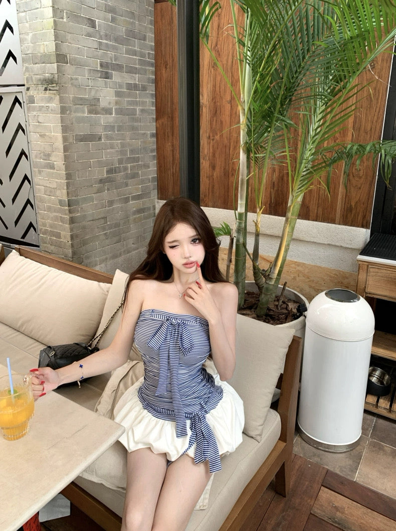 Blue Stripe Tube Dress