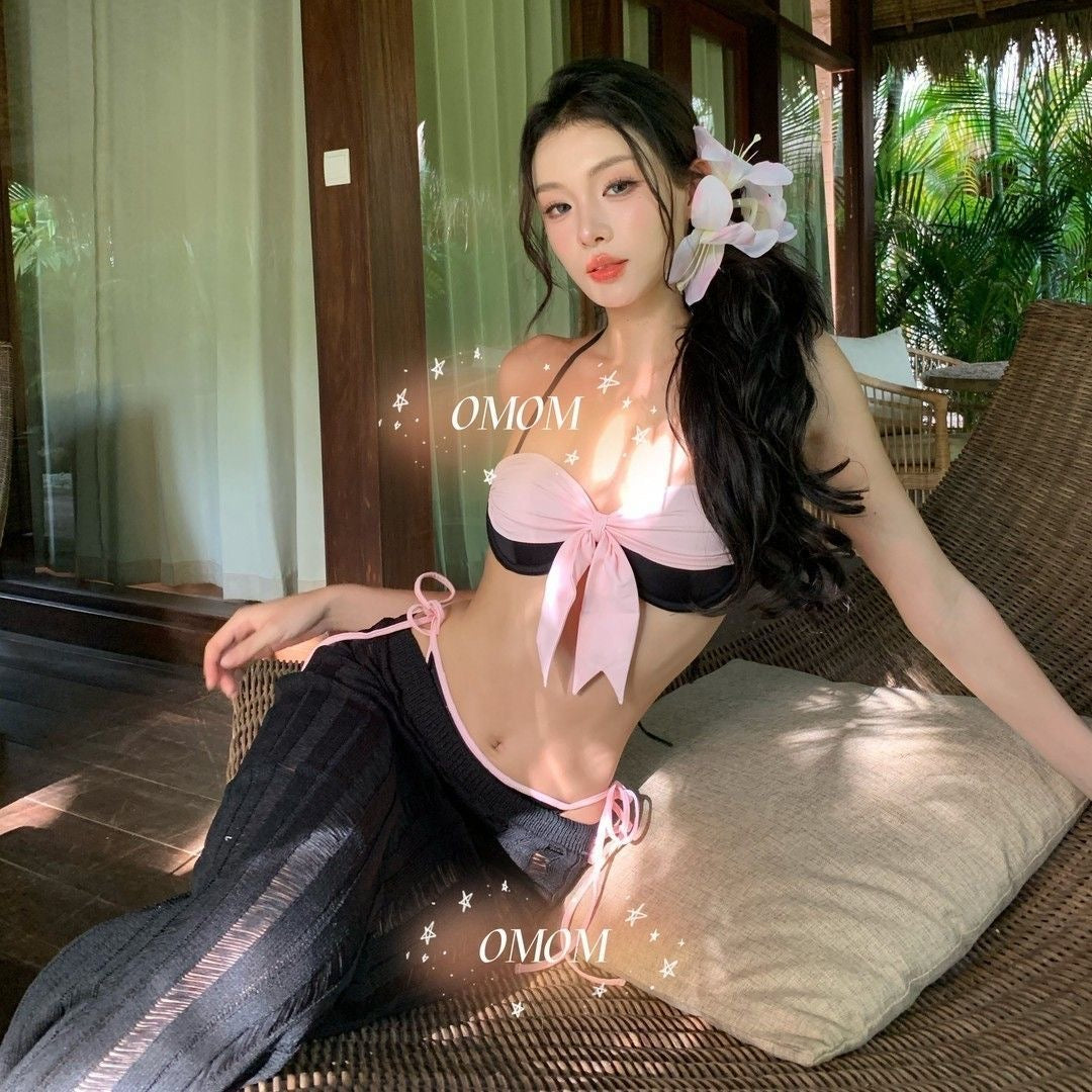 Black Pink Bikini BK21 Three Pieces Set