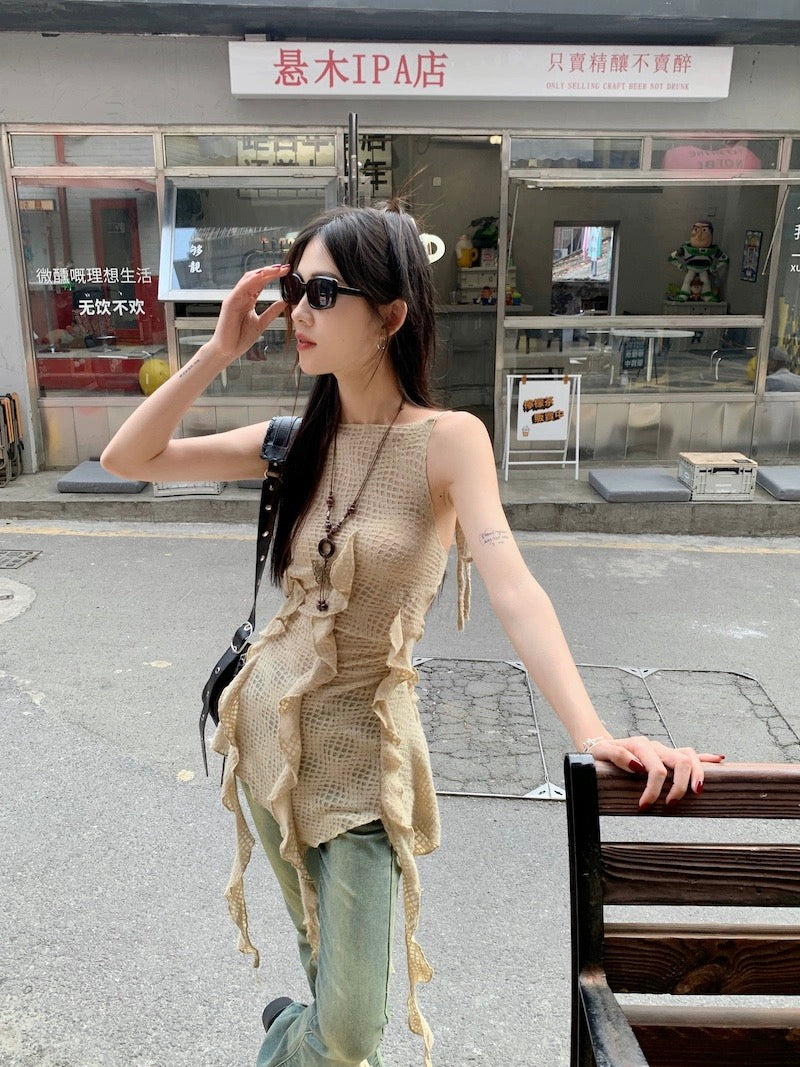 Beige Jelly Fish Bareback Long Top/Dress (S)