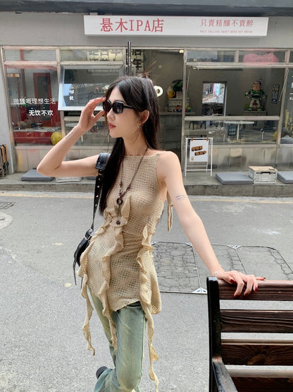 Beige Jelly Fish Bareback Long Top/Dress (S)