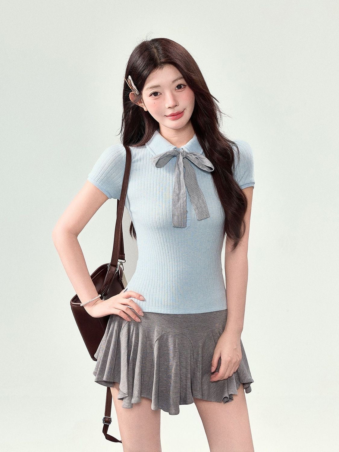 Uni Short Sleeve Top With Ribbon
