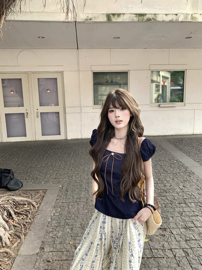 Navy Denim Top (S, M)