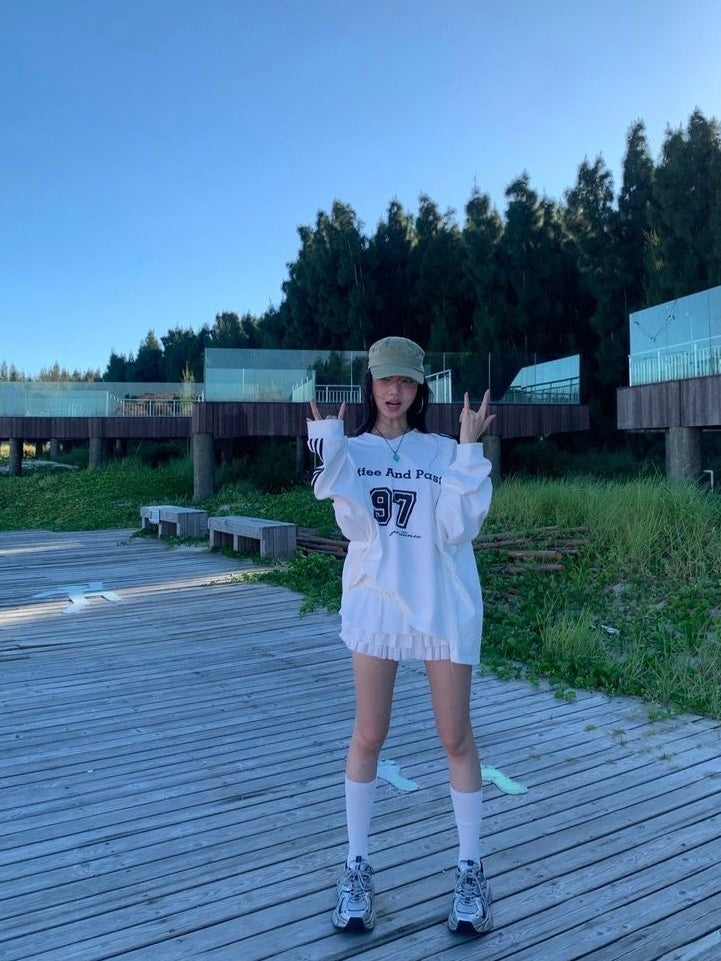 No97 White Long Sleeve Sweater Top