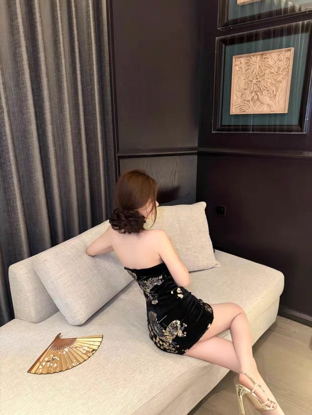 Black Cheongsam CD031 Short Dress (S, M)