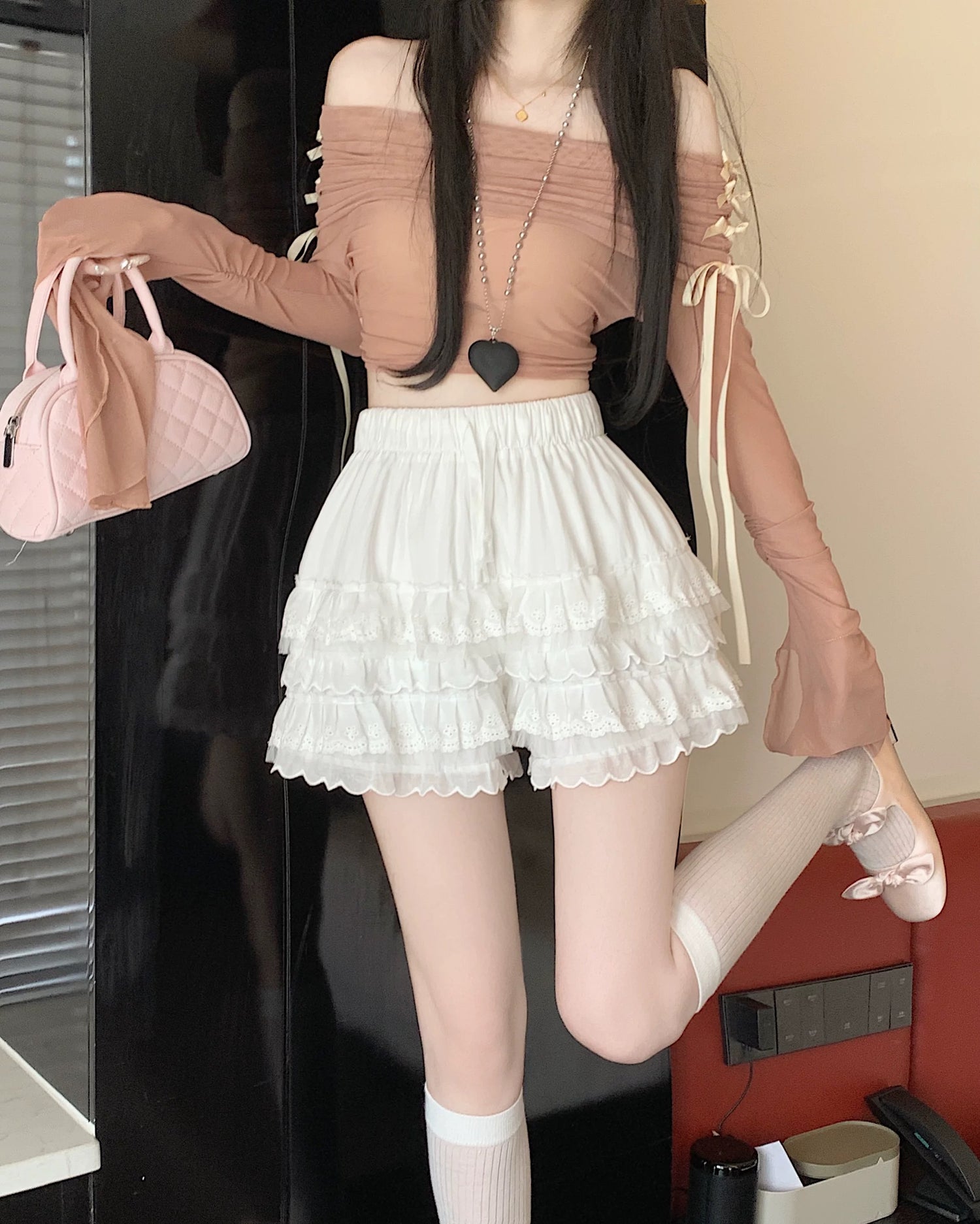 White High Waist Layer Short Skirt