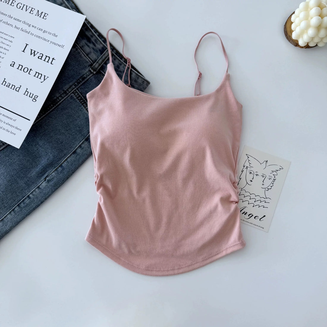 Basic Strap Top (Pink, Wine Red)
