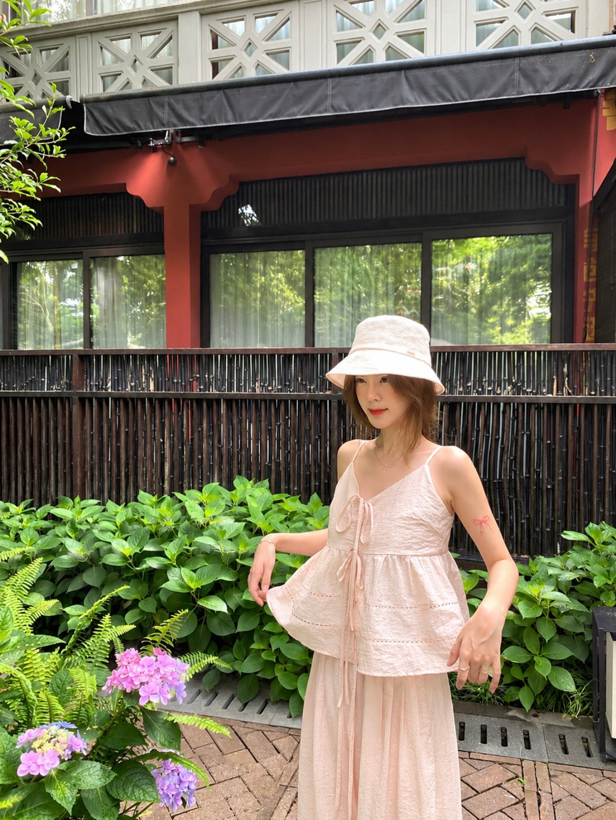 Pink Top + Long Pants Two Piece Set