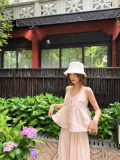 Pink Top + Long Pants Two Piece Set