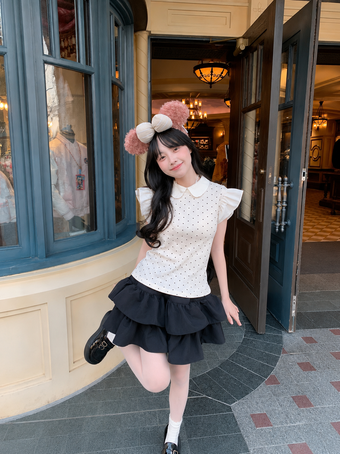 Cream Top + Skort Two Piece Set