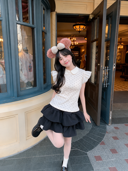 Cream Top + Skort Two Piece Set