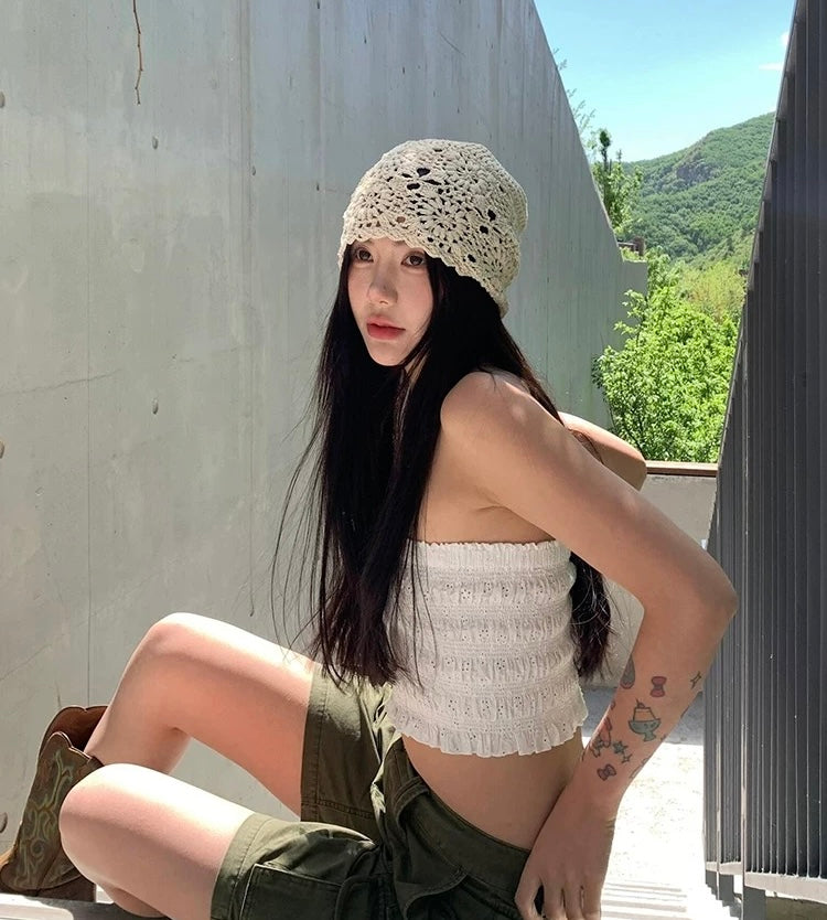 Knitted Embroidery Hat