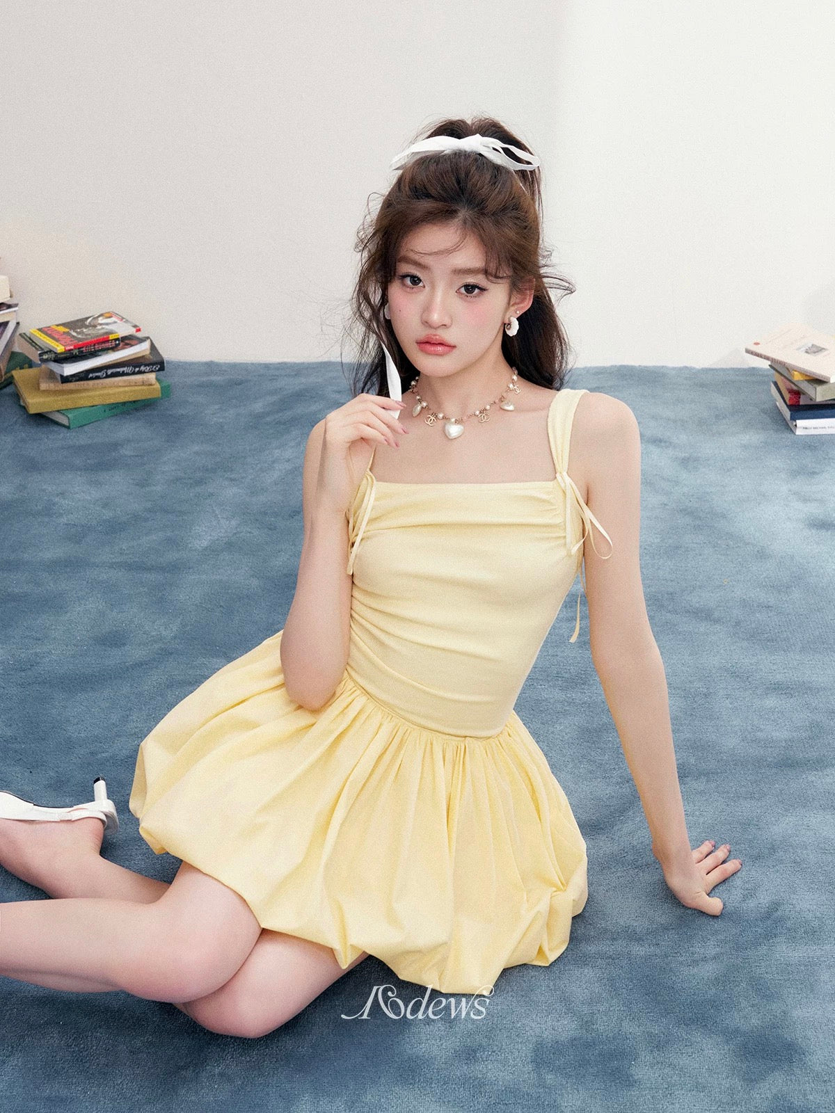 Yellow Enan Lantern Mini Dress