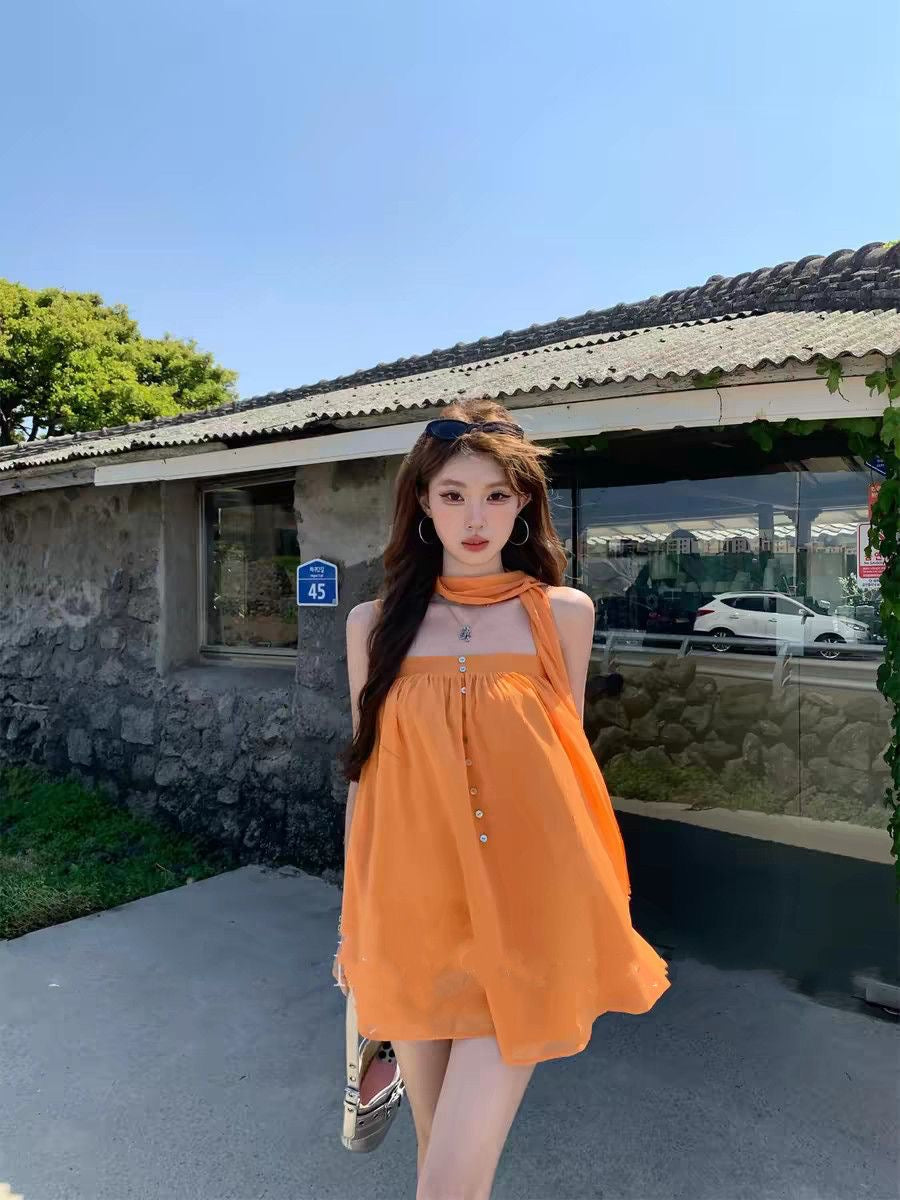 Orange Tube Long Top