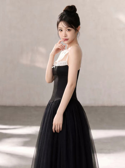 Mix White Laces Black Mesh Maxi Dress (S, M)