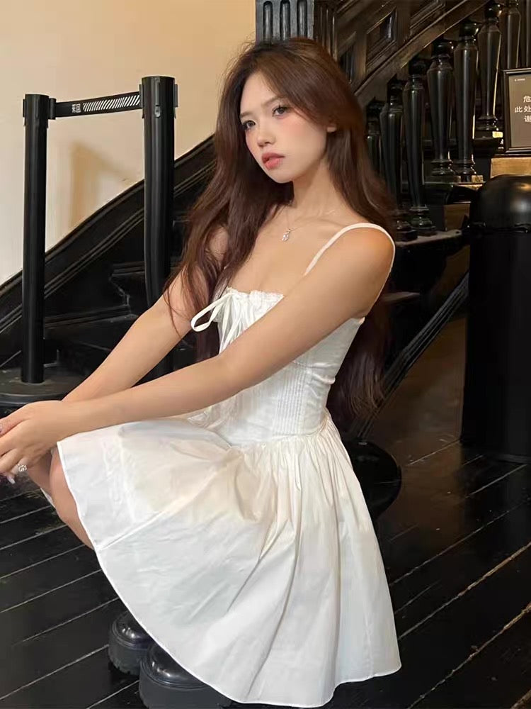 White Strap Mini Dress