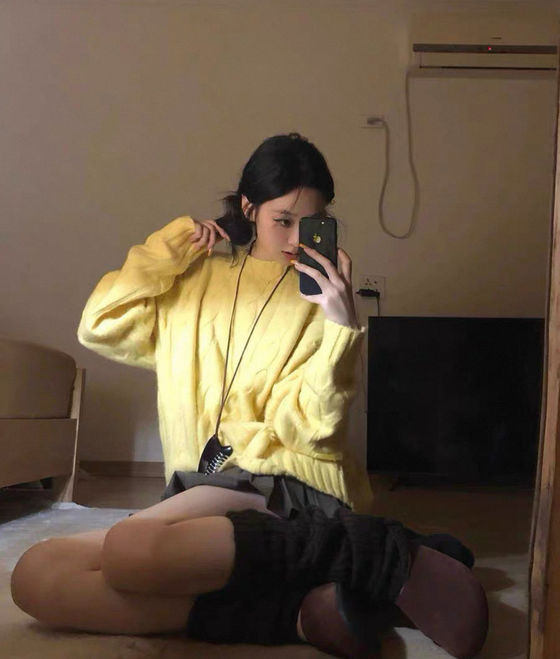 Yellow Long Sleeve Knitted Top