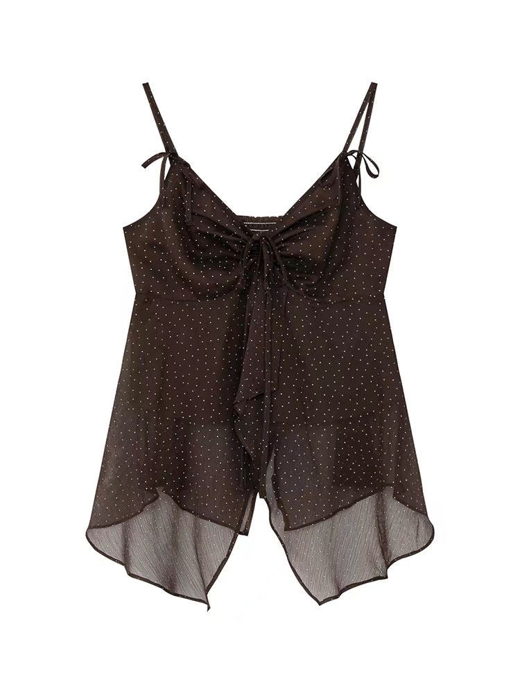 Mini Dot Strap Unequal Top