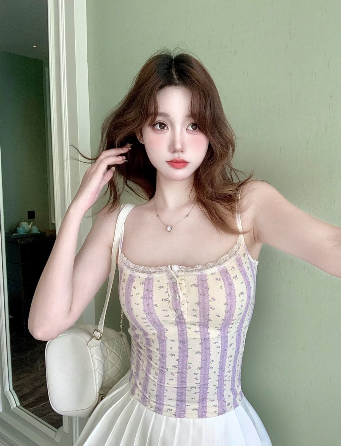 Purple Stripe Strap Top