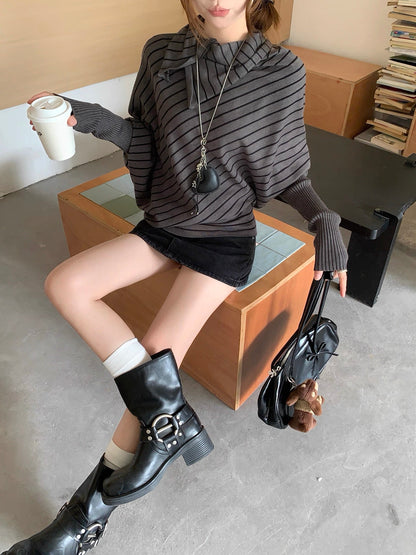 Stripe Grey Long Sleeve Top