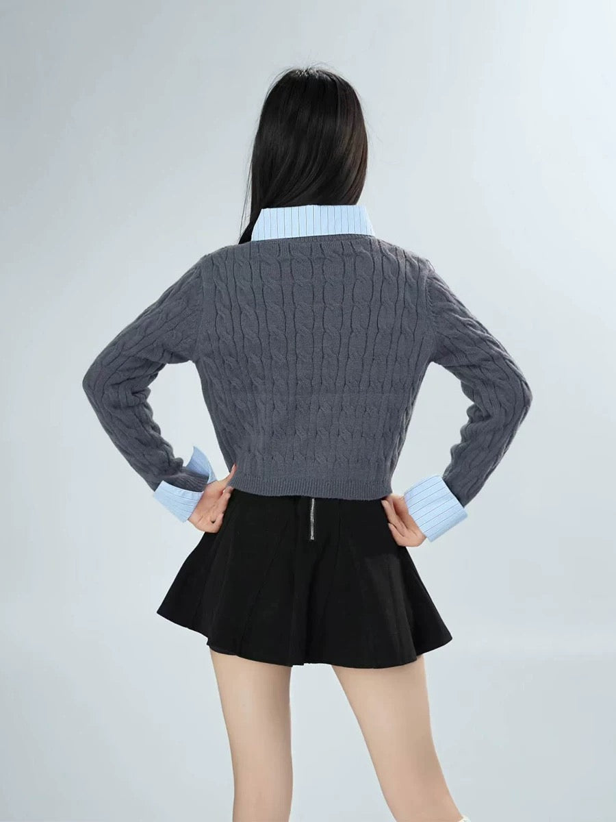 Uni Grey Long Sleeve Knitted Top