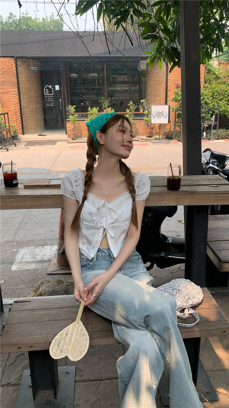 Knot Button White Top