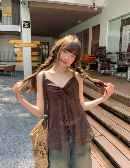 Mini Dot Strap Unequal Top