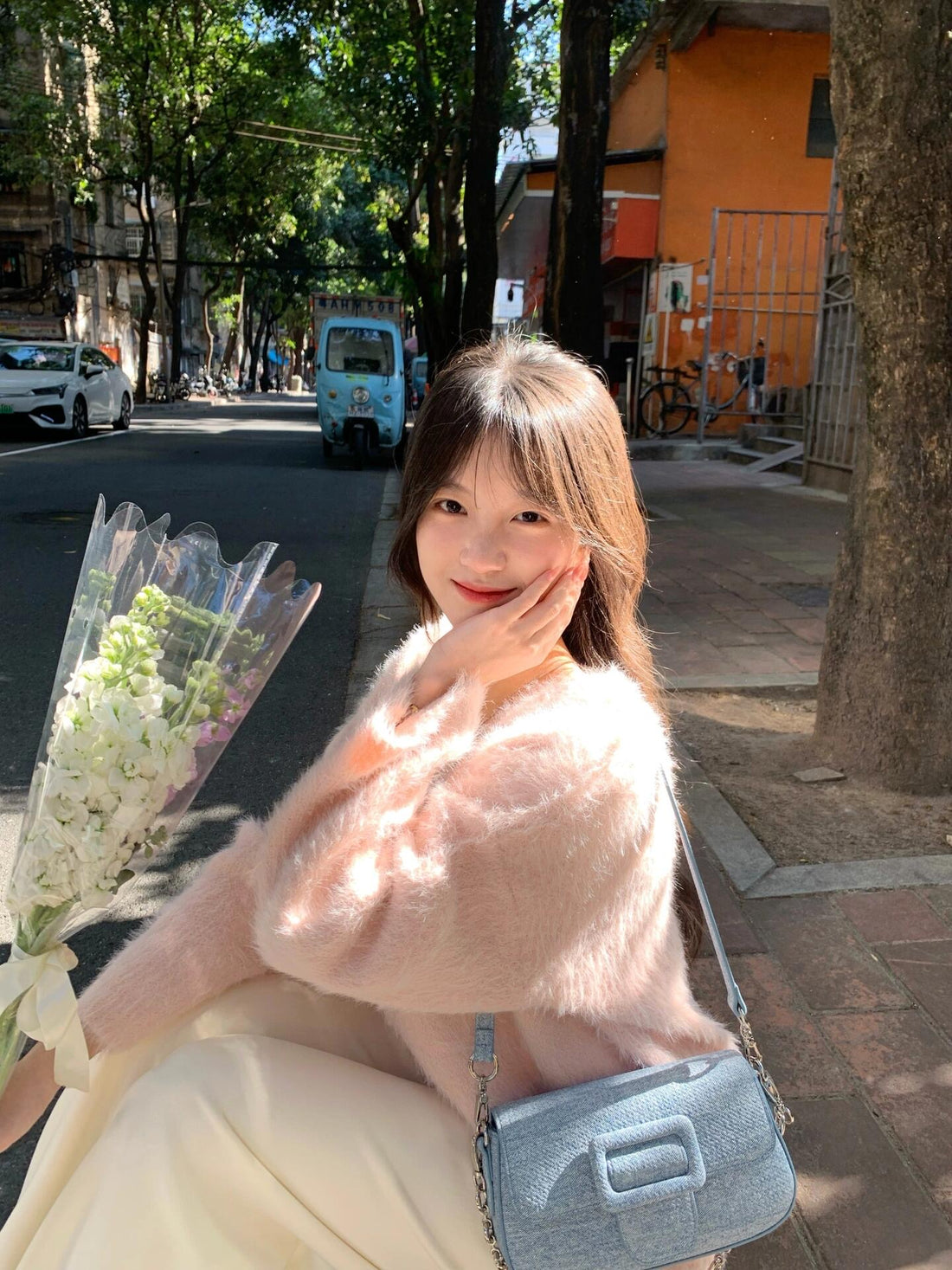 Fuzzy Long Sleeve Top (Pink)