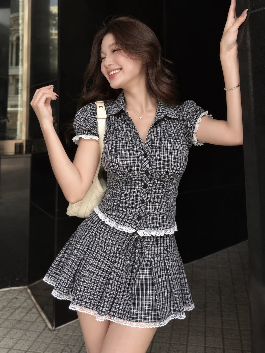Ginham Top + Skort Two Piece Set