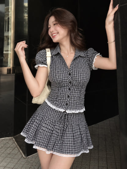 Ginham Top + Skort Two Piece Set
