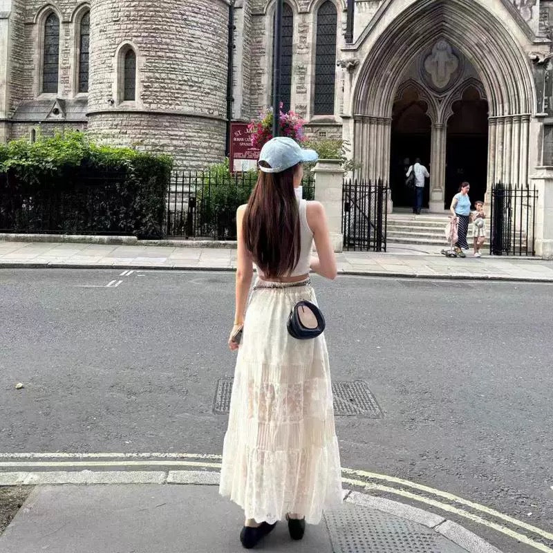 White Laces Long Skirt SK33