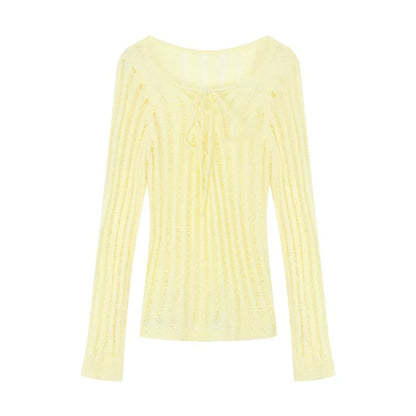 Yellow Knitted Long Sleeve Outerweartop