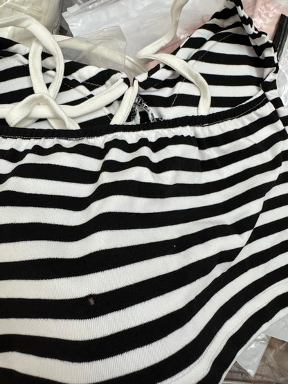 Stripe Singlet + Shorts + White Top Three Pieces Set