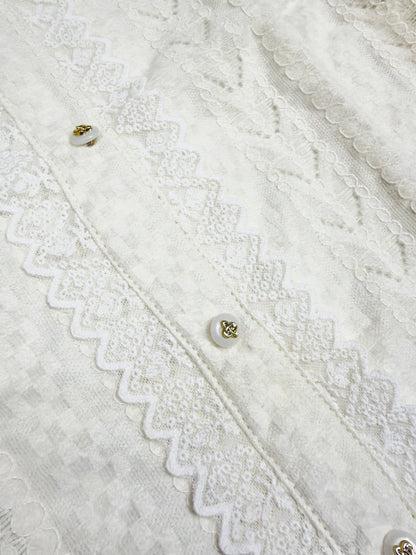 Beige Laces Long Sleeve Top