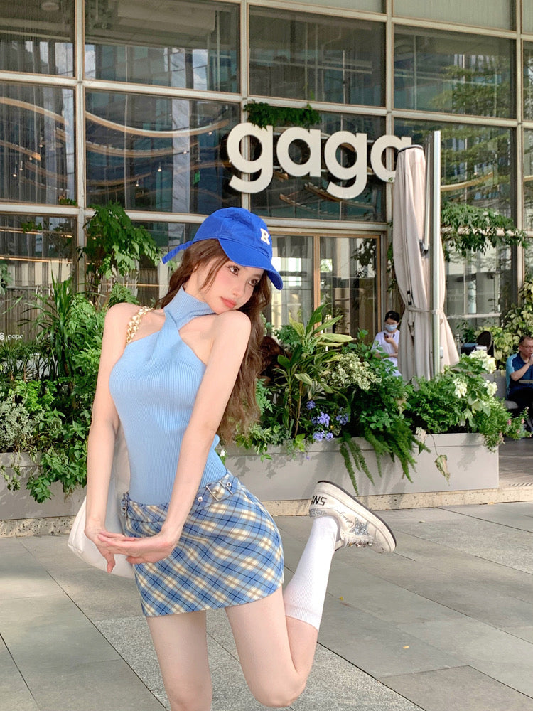 Mina Blue Waist  Mini Skirt (XS)